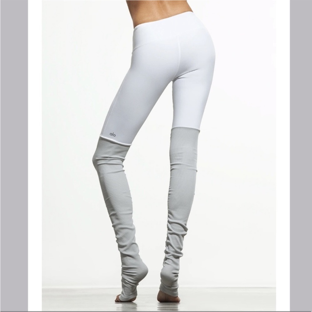 Alo Yoga Women's White and Gray Goddess legging S